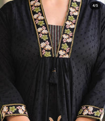 Black Embroidered Pure Cotton Dupatta Set