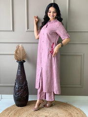 Cotton Slub Embroidered Co-ord Set – Premium Cotton Slub