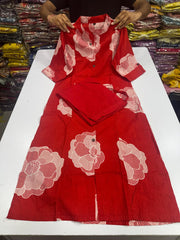 Red Pure Mal Cotton Jaipur Print Coord Set with Embroidery – Premium Cotton Kurti Pant (Copy)