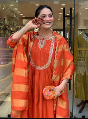 Premium Modal Silk Party Wear Anarkali Set for Women | Heavy Embroidery | 3-Piece Readymade Suit with Dupatta