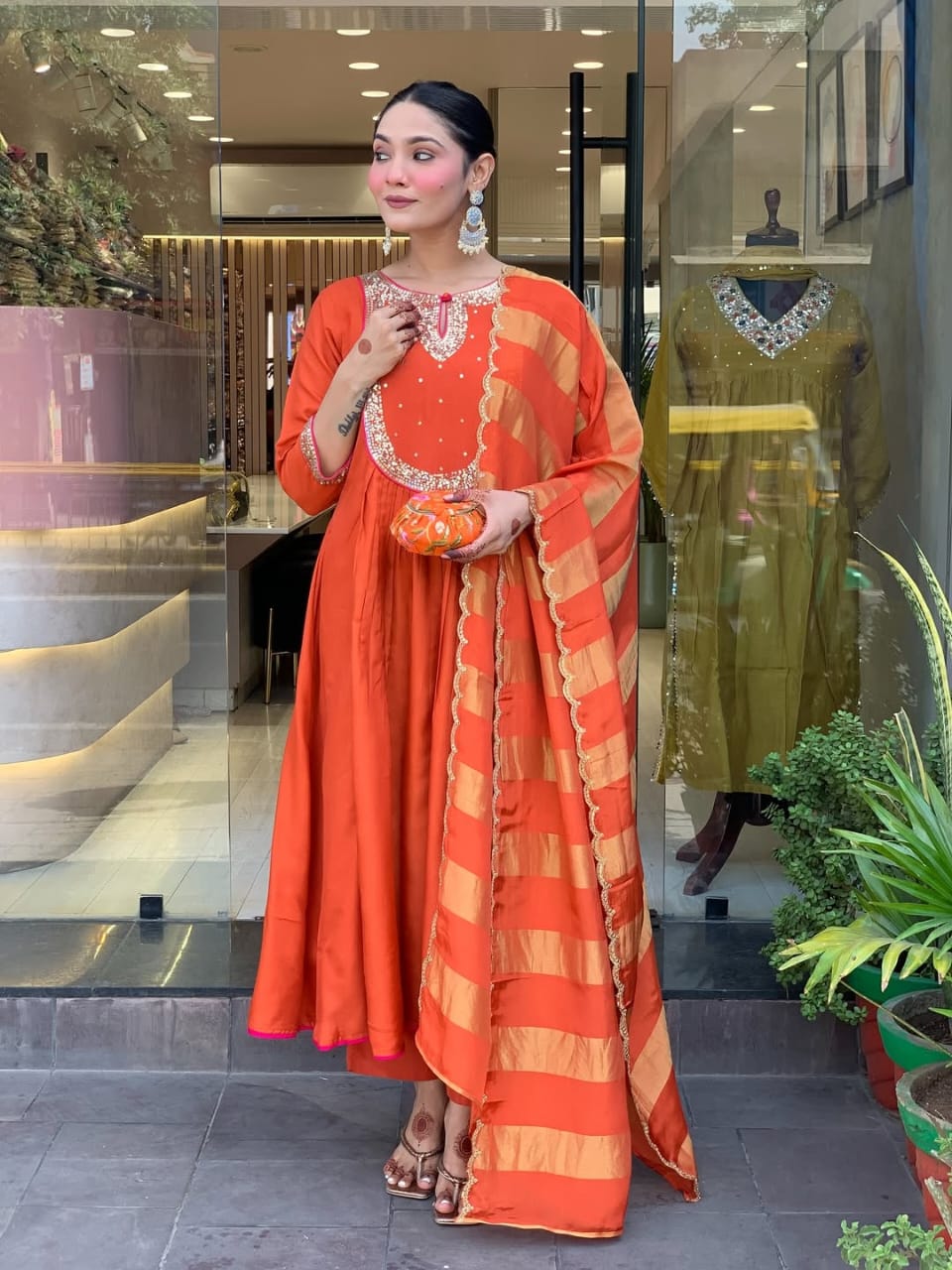 Premium Modal Silk Party Wear Anarkali Set for Women | Heavy Embroidery | 3-Piece Readymade Suit with Dupatta