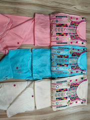 Pink Chanderi Embroidered Kurta Pant & Dupatta Set